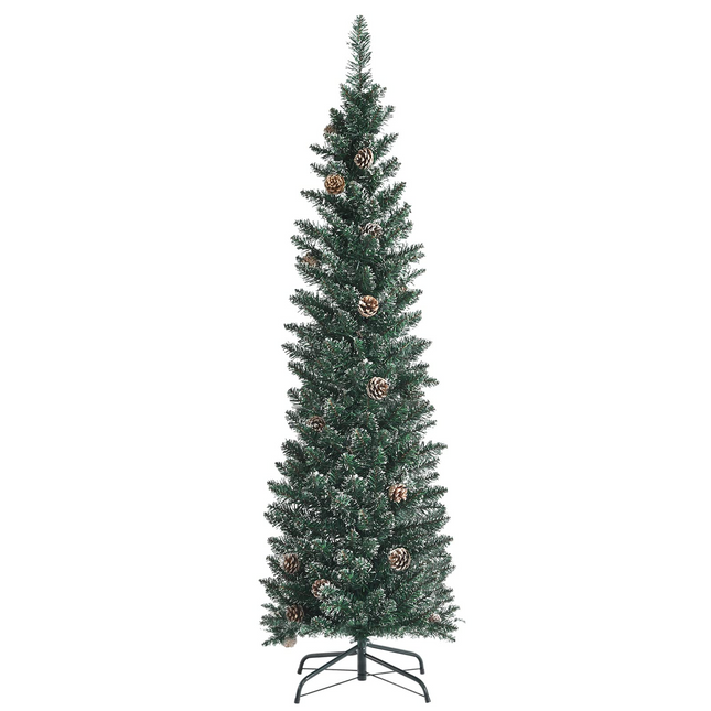 Goplus Artificial Pencil Christmas Tree, Snow Flocked Slim Xmas Tree - GoplusUS