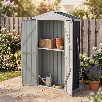 Goplus 4 x 1.3 x 6 FT Outdoor Storage Shed | Heavy-Duty Color Steel Garden Tool Shed