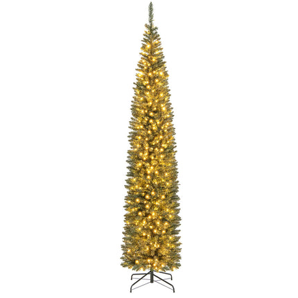 Goplus 5ft Pre-Lit Pencil Christmas Tree, Artificial Slim Xmas Tree with 150 Warm-White LED Lights