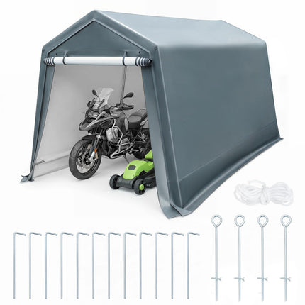 Goplus Outdoor Storage Shed | Patio Garage Carport w/ Roll-Up Zipper Door