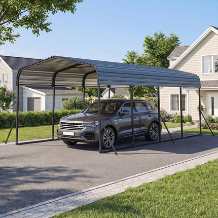 Goplus 12 x 20 FT Heavy-Duty Carport w/Leak-Proof Roof for Trucks Tractors