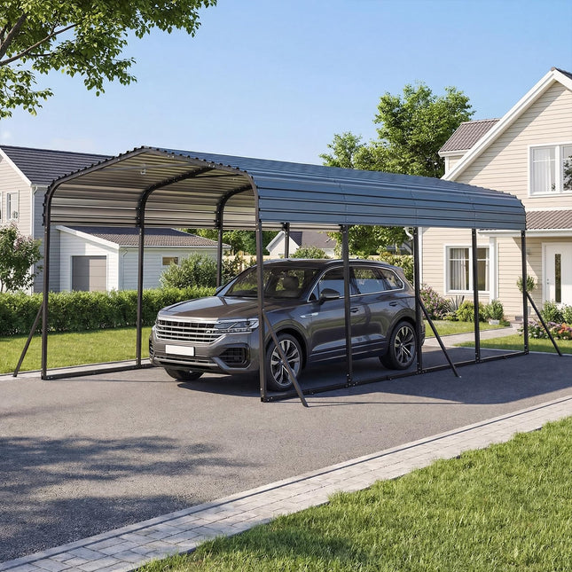 Goplus 12 x 20 FT Heavy-Duty Carport w/Leak-Proof Roof for Trucks Tractors