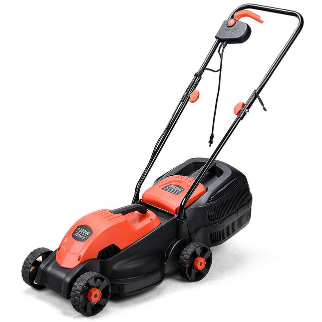 14-Inch 12 Amp Lawn Mower w/Grass Bag Folding Handle Electric Push Lawn Corded Mower - GoplusUS