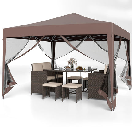 Goplus 10 FT x 10 FT Pop-Up Canopy Tent, Easy Setup Instant Folding Shelter w/Mesh Netting