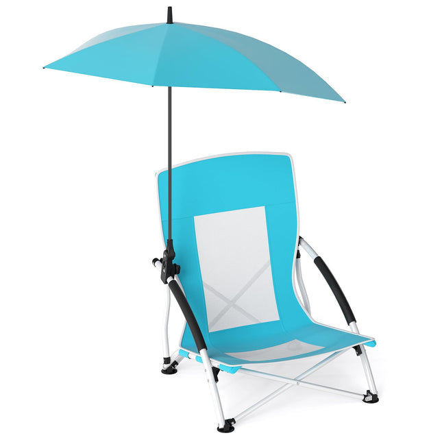 Goplus 330lbs Folding Backpack Chairs for Adults with Adjustable Parasol
