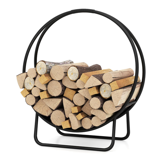 Goplus 20" Round Heavy-duty Metal Curved Log Rack with Stand for Indoor & Outdoor
