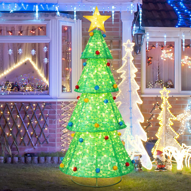 Goplus 6.5FT Pull-Up Christmas Tree with 200 Warm White LED Lights