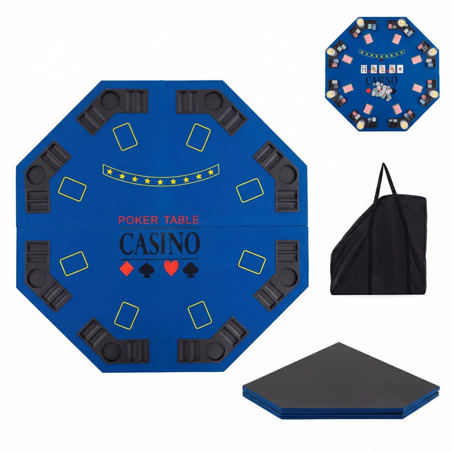 Goplus 48" Foldable Octagonal Poker Table Top | Portable Poker Mat for Texas Hold'em