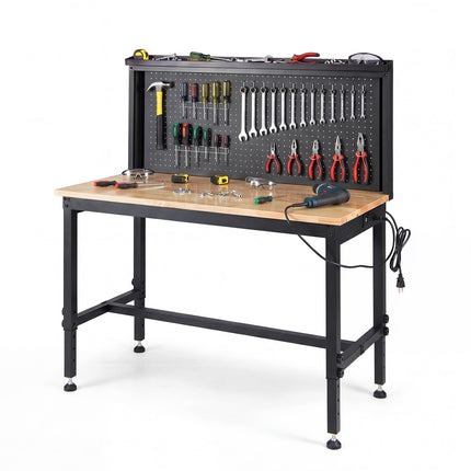 Goplus 48" Workbench with AC/USB Outlets and Pegboard 2000 LBS Work Bench