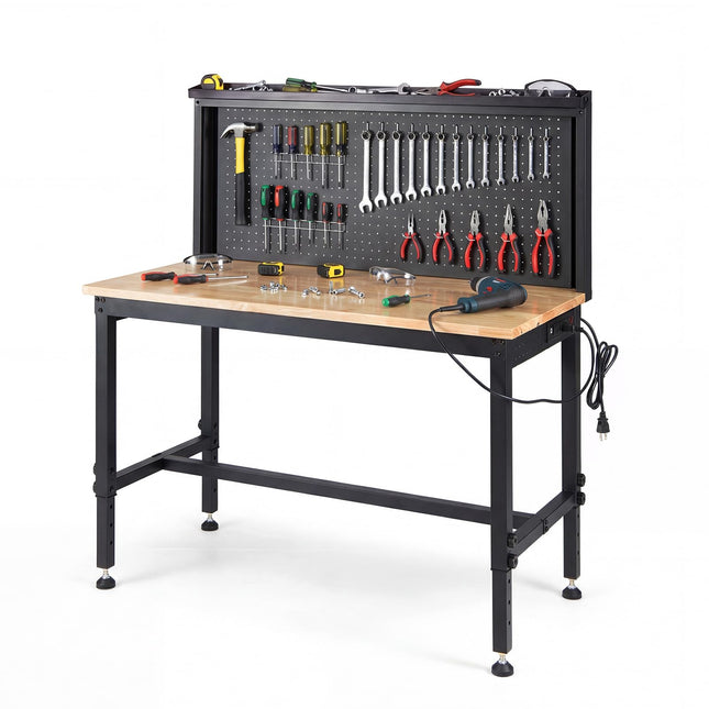 Goplus 48" Workbench with AC/USB Outlets and Pegboard 2000 LBS Work Bench