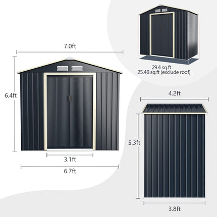 Goplus Storage Shed, Metal Outdoor Building Organizer