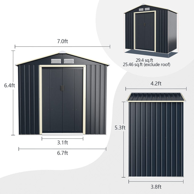 Goplus Storage Shed, Metal Outdoor Building Organizer