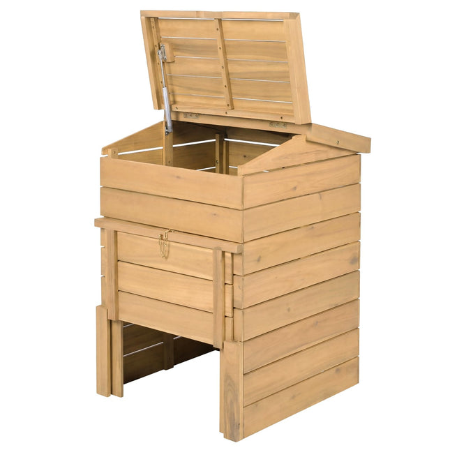Goplus 48 Gallon Solid Wood Compost Bin w/Lockable Sliding Door Flip-top Opening