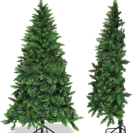 5ft/6ft Prelit Half-Shape Christmas Tree, Premium PVC Needles Artificial Tree - GoplusUS