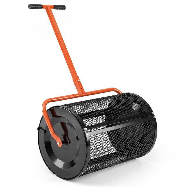 Goplus 24" Peat Moss Spreader Roller w/Height-Adjustable T-Shape Handle