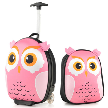 Goplus 2PC Kids Carry On Luggage Set, 16" Rolling Suitcase & 12" Backpack