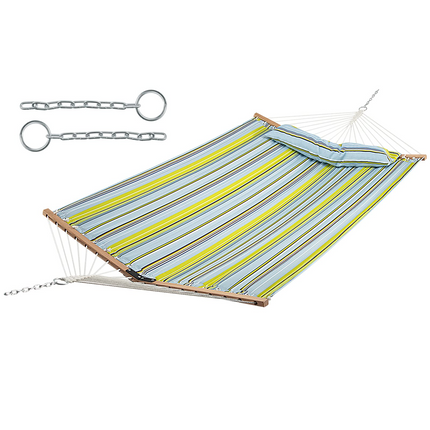 Goplus 10.5 FT Hammock, Quilted 2 Person Hammock w/Detachable Pillow, 495LBS Capacity - GoplusUS
