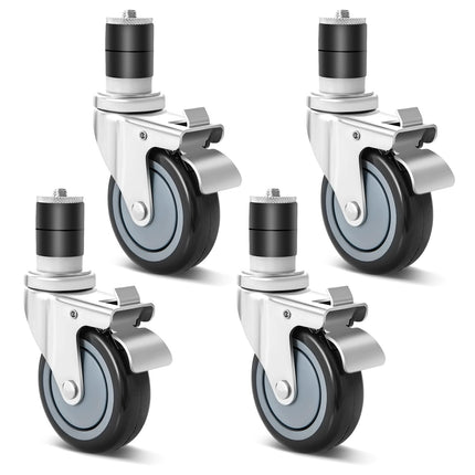 Goplus 4 inch Caster Wheel Set,Expanding Stem Caster Set of 4, 2 Wheels with Brakes