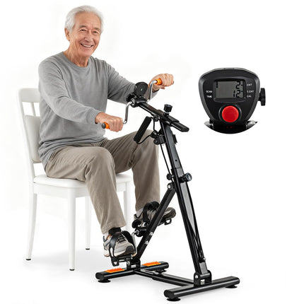 Goplus Pedal Exerciser for Seniors, Hand Arm Leg and Knee Therapy Peddler, Exercise Bike w/ Adjustable Resistance