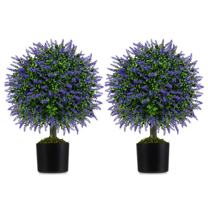 Goplus 22'' Artificial Wisteria Topiary Ball Tree Potted Plants Artificial Shrubs Set of 2