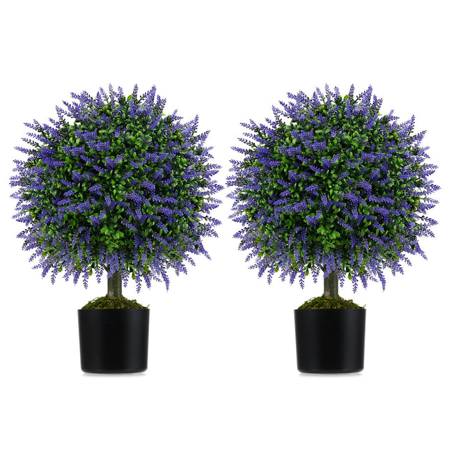Goplus 22'' Artificial Wisteria Topiary Ball Tree Potted Plants Artificial Shrubs Set of 2
