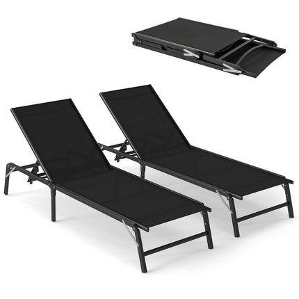 Goplus Outdoor Patio Lounge Chairs with 5-position Adjustable Backrest