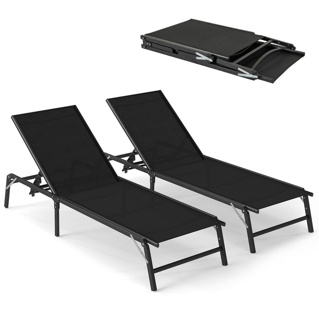 Goplus Outdoor Patio Lounge Chairs with 5-position Adjustable Backrest