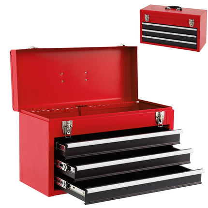 Goplus Tool Box with 3 Drawers, 4-Tier 20.5" Portable Tool Chest Organizer with Top Tool Tray