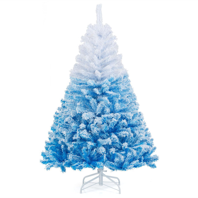 Goplus Artificial Unlit Hinged Xmas Full Tree with Lush Branch Tips Snow Flocked Christmas Tree