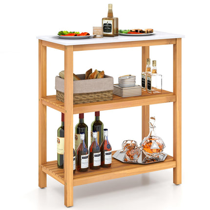 Goplus Patio Wooden Sideboard Kitchen Buffet Organizer for Backyard Garden