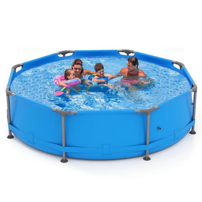 Goplus 8.5'x6'x26'' Metal Frame Above Ground Swimming Pool( 10' Round 1158 Gal )