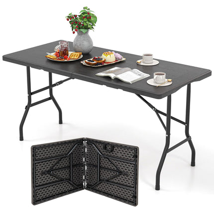 Goplus 5ft Plastic Folding Table w/Handle for Picnic Camping Dining