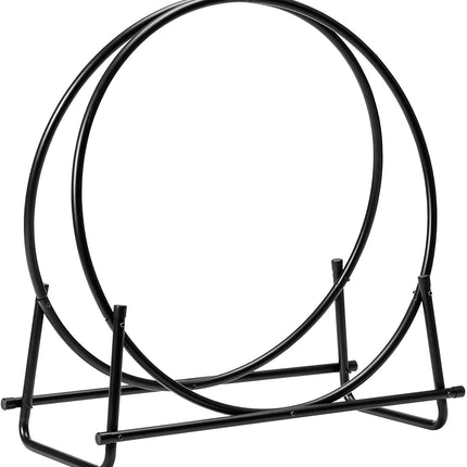 41 Inch Firewood Log Hoop, Tubular Steel Log Holder, Heavy Duty Wood Storage Rack for Outdoor & Indoor, Fireplace Pit - GoplusUS