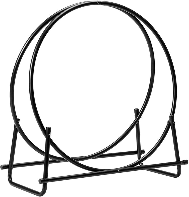 41 Inch Firewood Log Hoop, Tubular Steel Log Holder, Heavy Duty Wood Storage Rack for Outdoor & Indoor, Fireplace Pit - GoplusUS