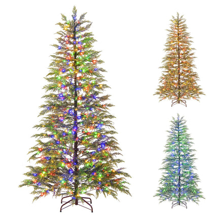 Goplus 6.5FT / 7.5FT Pre-Lit Artificial Christmas Tree | Hinged Sparse Xmas Fir Tree