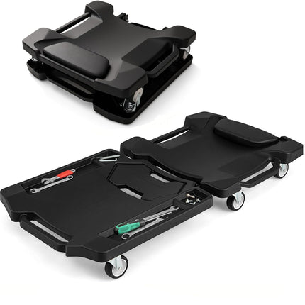 Goplus 43 Inches Mechanic Creeper with Padded Headrest & Tool Trays 350 LBS Max Load