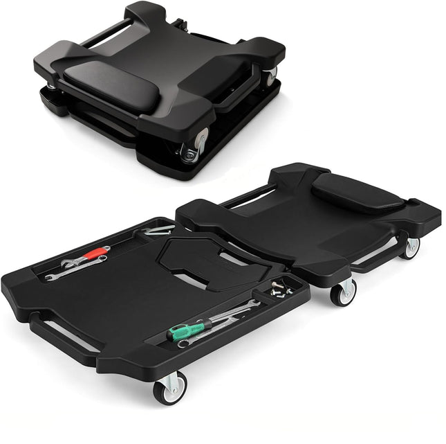 Goplus 43 Inches Mechanic Creeper with Padded Headrest & Tool Trays 350 LBS Max Load