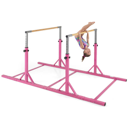 Goplus Double Horizontal Bars with 13-Level 33"-57" Adjustable Heights & 6-Level Adjustable Width