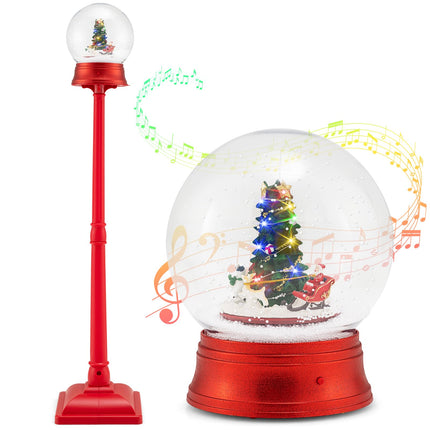 Goplus 5 Ft Christmas Snow Globe Lantern w/ 8 Tunes Blowing Snow Rotating Scene