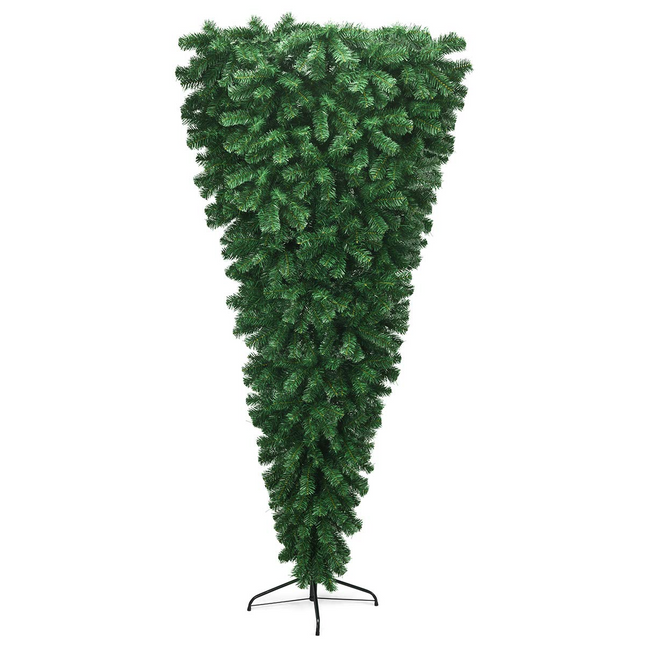 Goplus 7FT Upside Down Tree, Artificial Christmas Tree with Metal Stand - GoplusUS