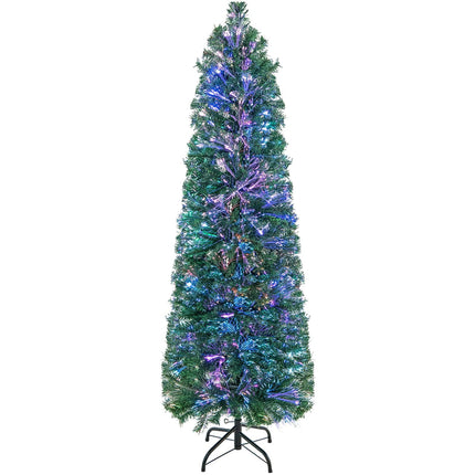 Goplus Pre-Lit Fiber Optic Slim Pencil Christmas Tree with Colorful Lights
