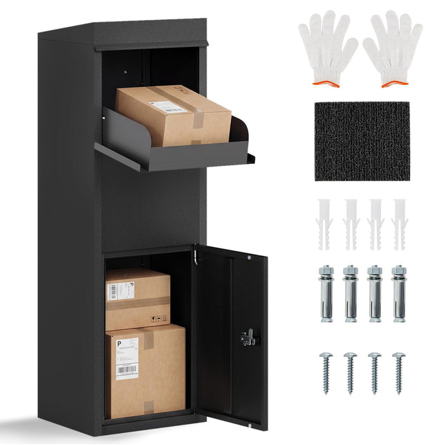 Goplus 14" x 12" x 43.5" Galvanized Steel Parcel Drop Boxes with Lock & Anti-Theft Design