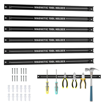 Goplus 6PCS 18" Magnetic Tool Holder, Wall Mounted 176LBS Capacity Magnetic Tool Organizer
