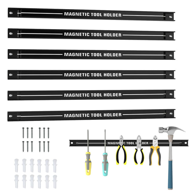 Goplus 6PCS 18" Magnetic Tool Holder, Wall Mounted 176LBS Capacity Magnetic Tool Organizer