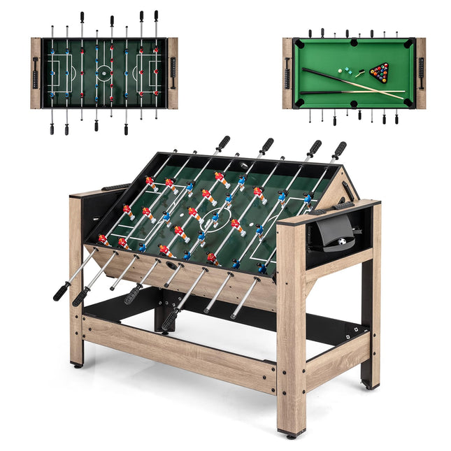 Goplus 48” Combo Game Table with Foosball & Pool for Home Game Room Party