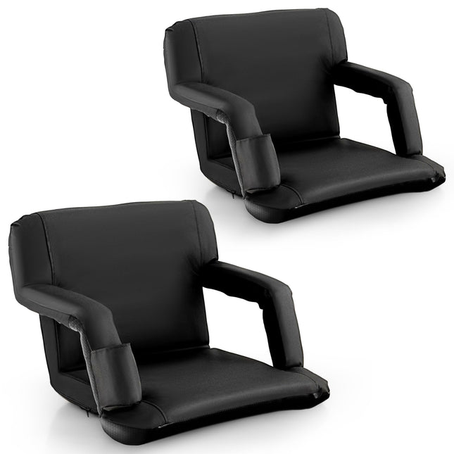 Goplus Stadium Seating for Bleachers, Folding Bleacher Chair with Back Support, 6 Reclining Positions