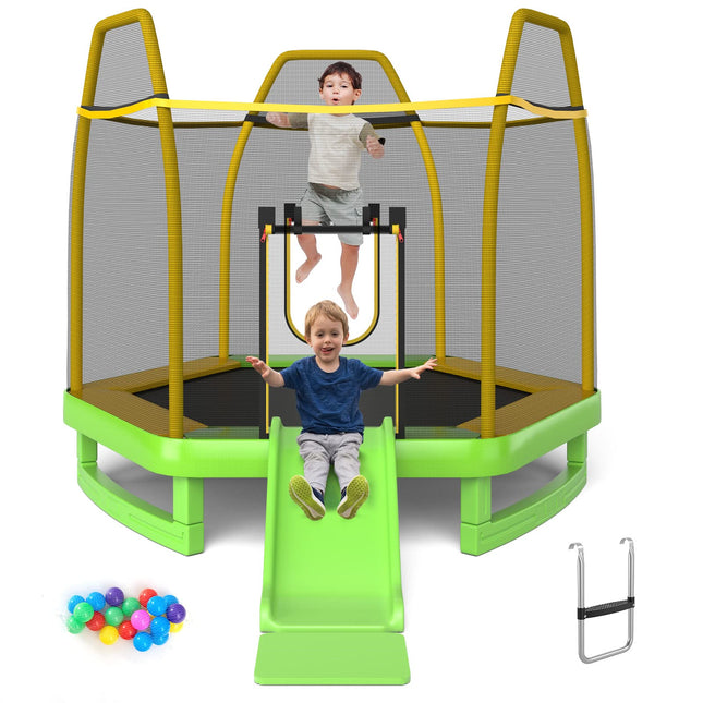Goplus 7 FT Kids Trampoline with Slide, 87" ASTM Approved Recreational Trampoline