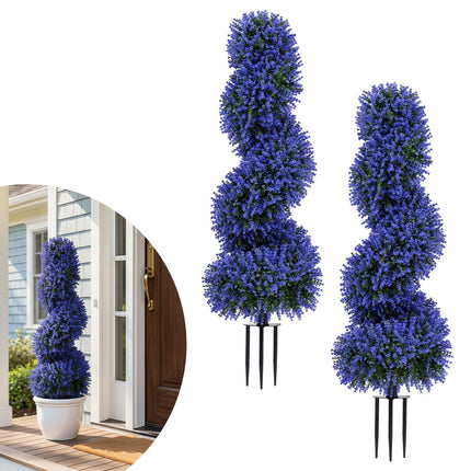 Goplus Artificial Spiral Topiary Trees Set of 2 3FT Outdoor Faux Plants