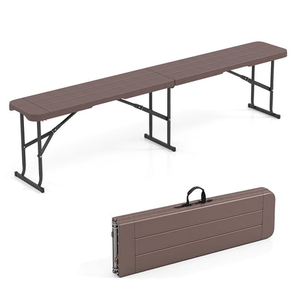 Goplus 6FT Folding Bench Plastic Portable Bench w/Carrying Handle(1/2)