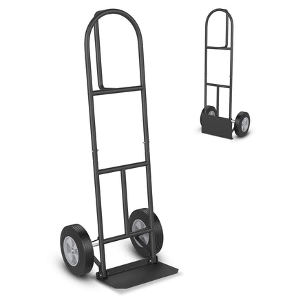 Goplus P-Handle Hand Truck, High Back Sack Barrow with 10" Wheels, Built-in Double Bearings and Foldable Load Plate